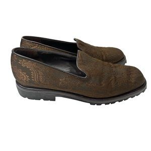 Donald J. Pliner Women's Brown Paisley Fabric Loafers Size 6.5
